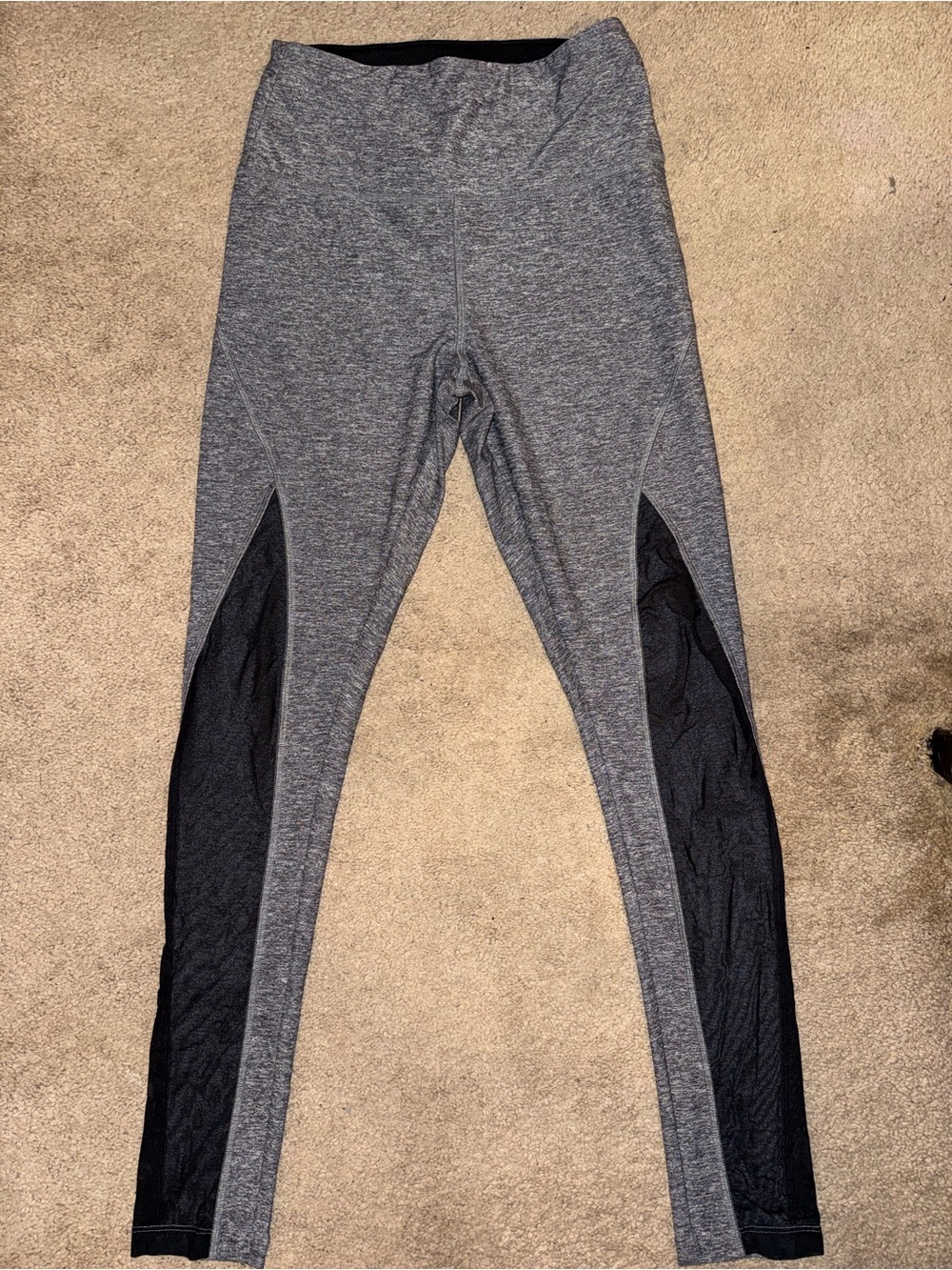 PINK Victoria's Secret Gray and Black Mesh Running Athletic Leggings
